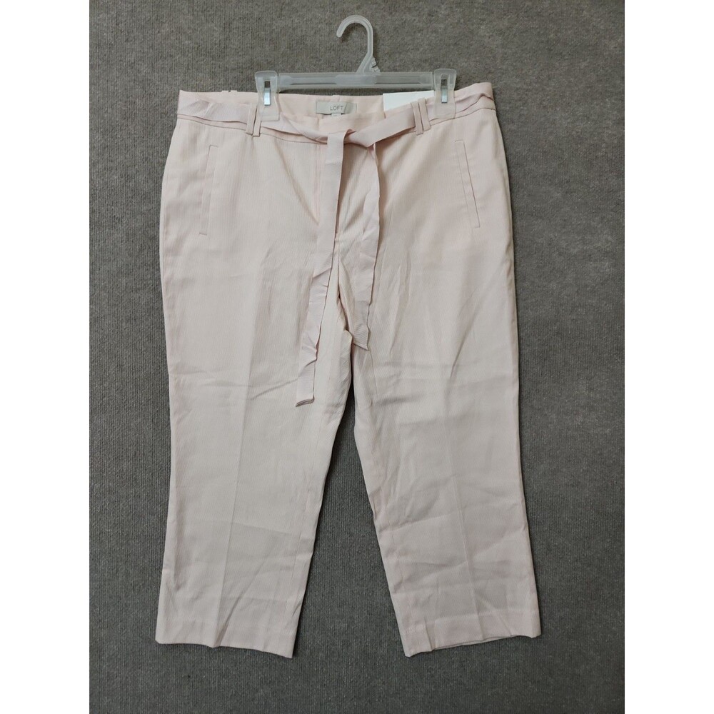 Ann Taylor LOFT Modern Marisa Crop Dress Pants Women 14 Pink Striped Stretch NEW